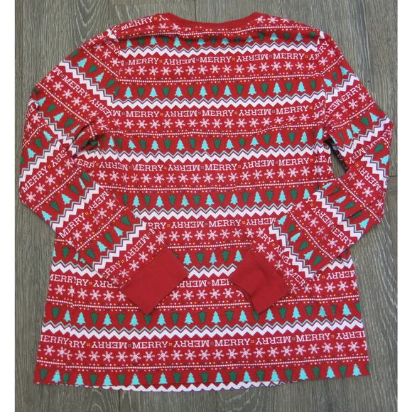 Holiday Lane Christmas Top Size L Women Long Sleeve Merry Snowflakes Loungewear - Picture 3 of 6